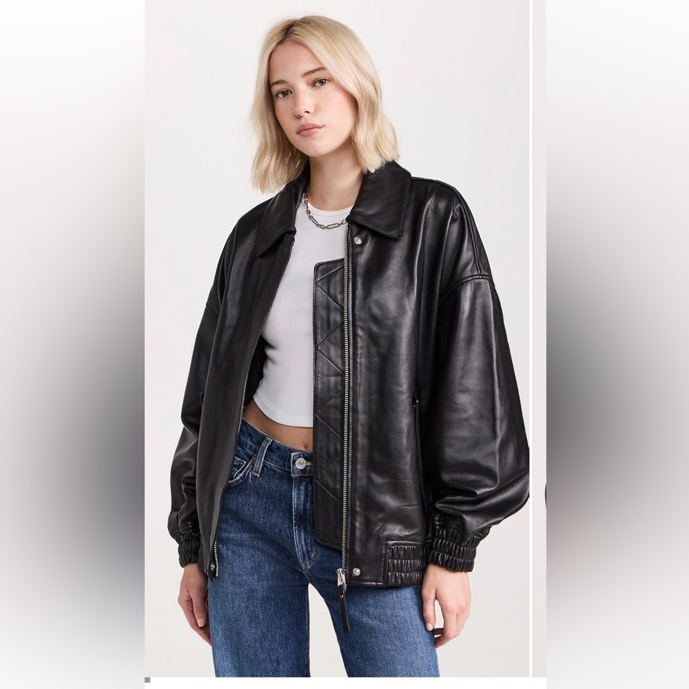 Agolde Ava Bomber Leather Jacket S